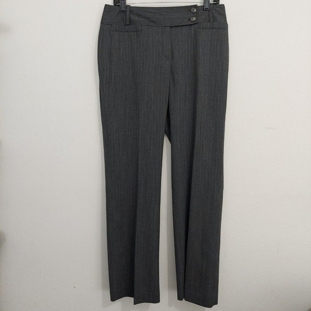 Ann Taylor Margo Curvy Dress Pants Size 8 Gray Striped Straight Leg 96% Wool